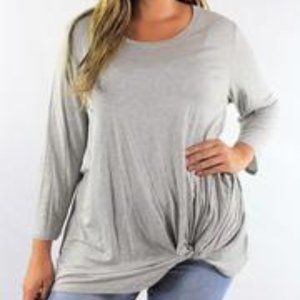 Plus Size Long Sleeve Top with Twist